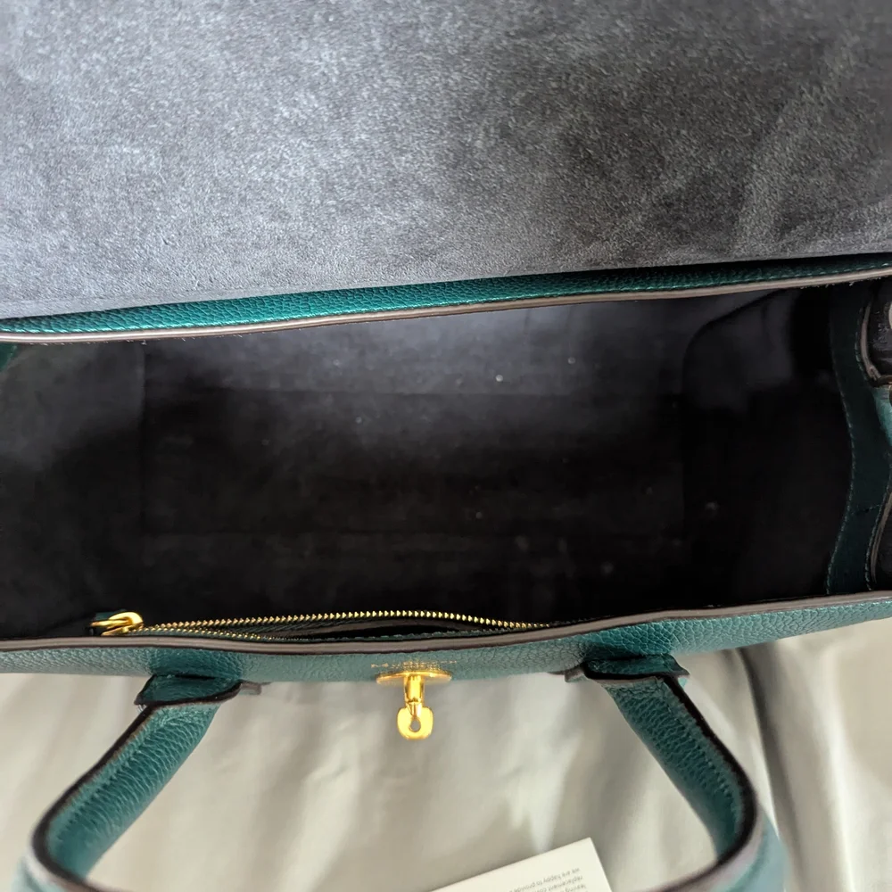 Mulberry Green Small Bayswater Satchel with Gold Hardware and Textured Leather - Picture 7 of 9